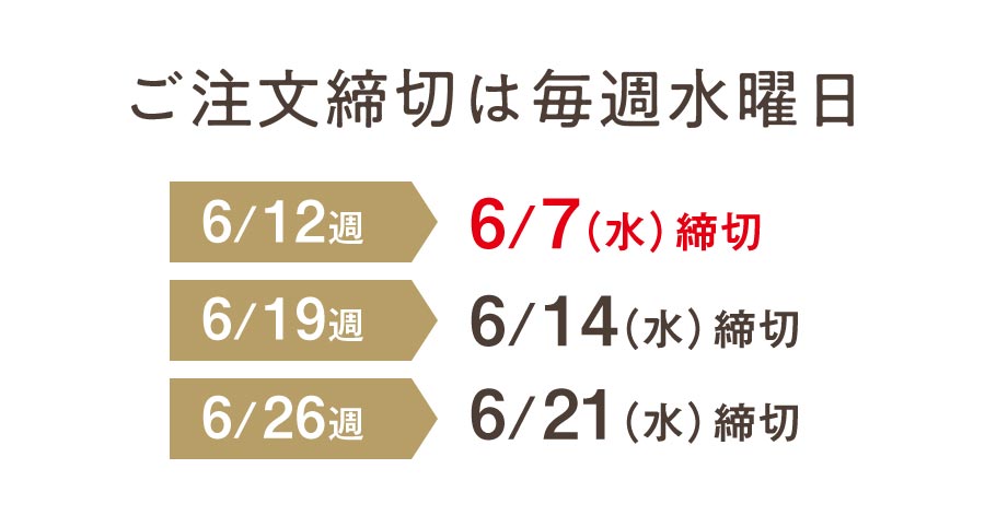 ご注文締切は毎週水曜日