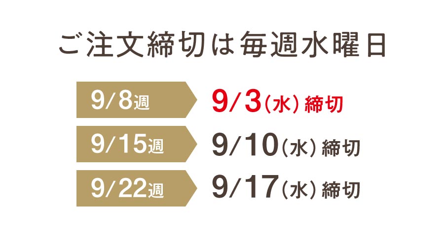 ご注文締切は毎週水曜日